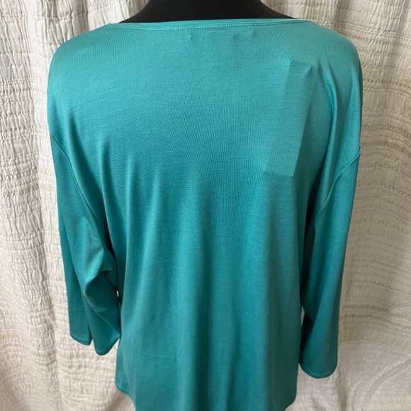 Turquoise Silk Blend Blouse - Picture 2 of 2